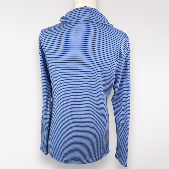 Lands’ End Blue Striped Cowl Neck Pullover Long Sleeve Shirt XS - Picture 5 of 8